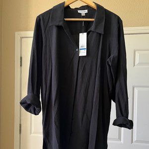 Black Calvin Klein collared button down shirt/work top